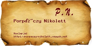 Porpáczy Nikolett névjegykártya