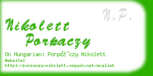 nikolett porpaczy business card